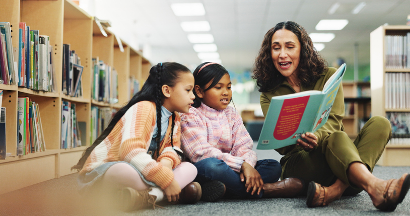 Children's reading area inside a public library branch